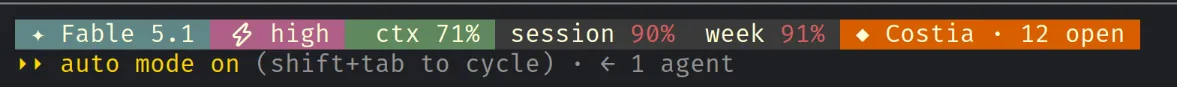 A terminal status line counting the pending manual steps for the current project.